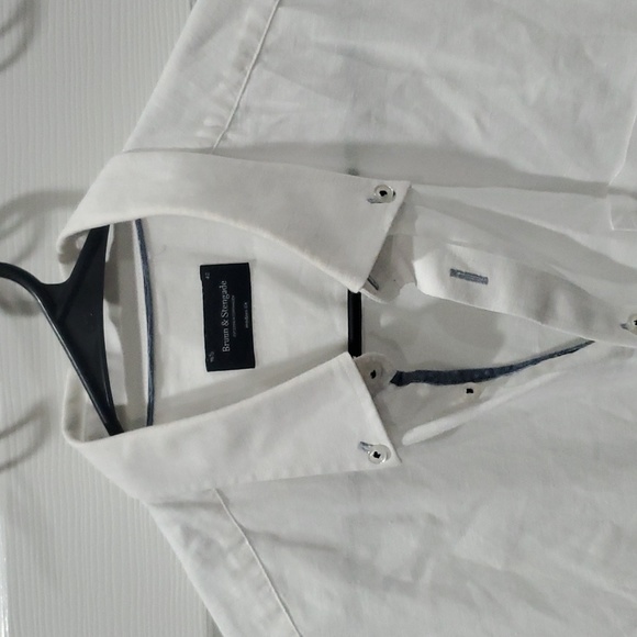 Bruun & Stengade White Linen Button Down Short Sleeve Shirt - Picture 3 of 5